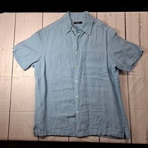3 FOR 12 Alfani Cabana Shirt Size S 55% Linen 45% Rayon Baby Blue
